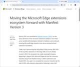 「「Microsoft Edge」で「Manifest V2」拡張機能を無効化へ ～一般ユーザー向けは年内完了予定／まだ「MV2」のままの拡張機能は数えるほどに」の画像1