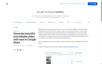 「Google スライド」のスライドAI生成機能が大幅アップグレード ～編集可能なスライドを生成可能に／既存スライドのブラッシュアップや改善機能の追加も