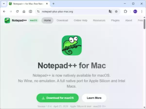 Windowsの定番テキストエディター「Notepad++」がMacに対応、ネイティブAPIで書き直し／独立した移植プロジェクト、プラグインもそのまま使える【やじうまの杜】