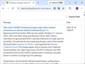 2026年10月「Windows Update」でWi-Fi/VPNに接続できない問題、脱「NTLMv1」が影響／あらかじめ計画されていた変更、パッチの不具合ではない
