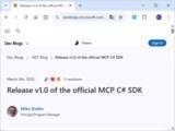 「Microsoft、「MCP C# SDK」v1.0をリリース ～.NET上でMCPサーバー・クライアント構築を支援／最新の「MCP 2025-11-25」に対応」の画像1