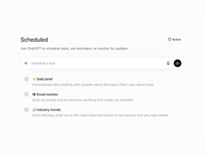 「ChatGPT」にスケジュールタスク機能が追加、パーソナルアシスタント「Pulse」は引退へ／リマインダーの送信や定期的な作業、変化の監視などに