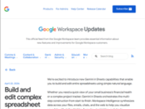 「Google スプレッドシート」でGeminiがデータ収集から複雑なシートの構築、編集まで自動化可能に／専門知識がなくても簡単にスプレッドシートを作成