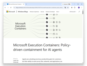 「Microsoft Execution Containers」が一般提供、AIエージェントを安全に動かす基盤／Windows/macOS/Linuxで「Rust」「.NET」「Node.js」対応のSDKを提供