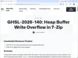 「「7-Zip」にヒープバッファーオーバーフローの脆弱性、最新版への更新を／CVSSスコアは「8.8」（High）、GitHubが報告」の画像1