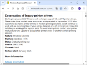 Windows 11で旧式プリンタードライバーのサポートが終了 ～2026年1月より／v3またはv4ドライバーに依存している場合、インストール不能・動作不能のおそれ