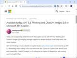 「「Microsoft 365 Copilot」に「GPT‑5.5 Thinking」「ChatGPT Images 2.0」が導入／「Word」「Excel」のコンテンツ生成や「PowerPoint」のビジュアルがパワーアップ」の画像1