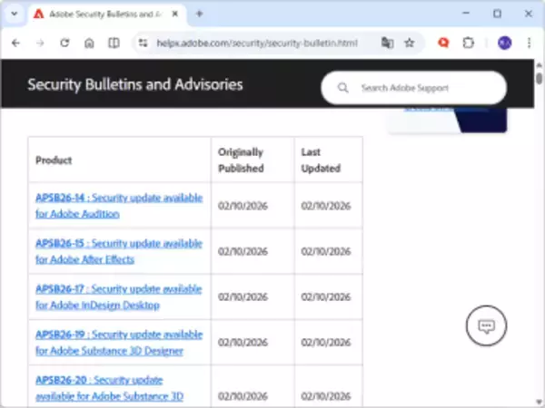 「After Effects」「Lightroom Classic」などに致命的な脆弱性 ～2026年2月のAdobeセキュリティ情報／9製品で44件の脆弱性を新たに修正