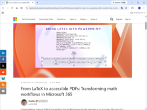 「Microsoft 365」（Office）アプリの数式対応が改善 ～LaTeX、MathML Core、PDF 2.0／入力・編集からWebとの相互運用、アクセシビリティまでを強化