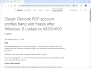 POP接続のクラシック版「Outlook」が正常に終了しない問題、「KB5074109」が引き金か／応答不能、フリーズの報告も。Microsoftが問題を調査中
