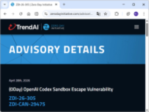 OpenAIの「Codex」にサンドボックス迂回のゼロデイ脆弱性 ～Trend MicroのZDIが指摘／有効な緩和策は「Codex」の利用を制限することのみ