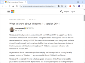 「Windows 11 26H1」は「Qualcomm Snapdragon X2」など専用、Microsoftが明らかに／一般ユーザーは引き続き「バージョン 24H2/25H2」の利用を