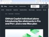 「「GitHub Copilot」に個人向け最強の「Max」プラン、下位プランにも追加の変動利用枠／6月からの従量課金制移行にあたり、ユーザーの不安を解消」の画像1