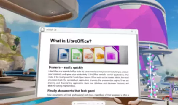 「LibreOffice Viewer」が「Meta Quest」ヘッドセットに対応、Word/Excelなどの文書も閲覧可能／「ODF」はもちろん、「Microsoft Office」形式にも対応
