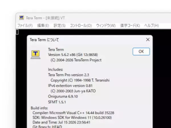 「Tera Term 5.6.2」が公開 ～SSH2パケットの検証不備による脆弱性を修正／悪意あるサーバーや中間攻撃者により情報漏洩や異常終了などを引き起こされる恐れ