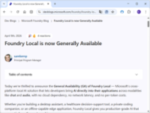 Microsoft、「Foundry Local」を一般提供 ～ローカルAIのアプリ組み込みをまるごと支援／デバイスに最適なモデル選びから、アクセラレーションまで