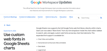 「Google スプレッドシート」のグラフ機能でカスタムWebフォントが利用可能に／「Google Fonts」に収録されているフォントを自由に利用できる