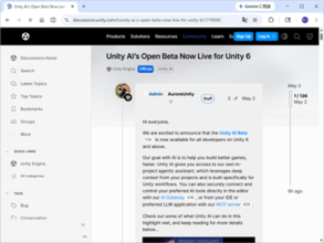 開発支援アシスタント「Unity AI」のオープンベータが開始、「Unity Muse」は廃止／「Unity」を知り尽くしたエージェントが開発を支援、サードパーティーモデルも利用可能