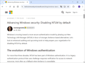 「NTLM」は既定で無効に ～Microsoftが3ステップにわたる移行フェイズを開始／全バージョン非推奨、「Kerberos」への移行を