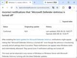 「「Microsoft Defender」ウイルス対策に“無効”との誤った通知、Microsoftが問題を認める／修正は今後の「Defender」更新で」の画像1