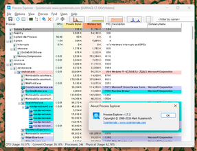 高機能タスクマネージャー「Process Explorer」v17.2が公開 ～NPUや効率モードに対応／プロセスのメモリマップの表示やライブカーネルメモリダンプの作成も