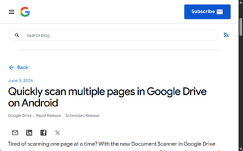 Android版「Google ドライブ」で複数のドキュメントを同時スキャン可能に／複数のレシートを一括スキャンしたり、開いた本の左右のページを一括スキャン可能