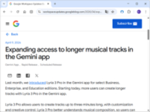 「Google AI Plus」などでも最大3分の楽曲生成、「Lyria 3 Pro」の提供プランが拡大／ビジネス・教育の下位プランにも