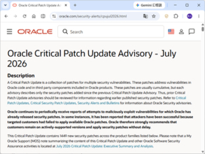 Oracle、3カ月に1回の定例セキュリティ更新を実施 ～Java、MySQLなどで1,449件もの脆弱性を修正／「Java SE」は19件、「MySQL」は54件の脆弱性を修正