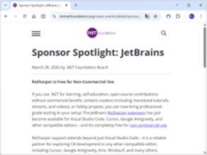 人気のC#/.NET開発向け拡張機能「ReSharper」が非営利目的では無償に／「Visual Studio Code」とその互換エディターで