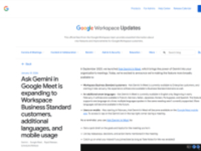 「Google Meet」のAsk Gemini機能が日本語に対応へ ～利用可能なプランも拡大／モバイルアプリからの利用も可能に