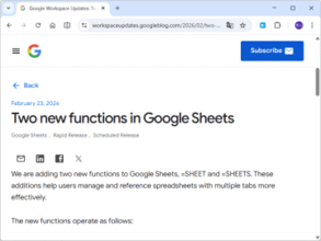 「Google スプレッドシート」に2つの新関数、「SHEET」「SHEETS」の展開が開始／無料ユーザーも利用可能