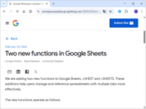 「Google スプレッドシート」に2つの新関数、「SHEET」「SHEETS」の展開が開始／無料ユーザーも利用可能