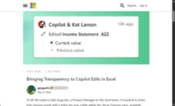 Web版の「Excel」にCopilotが編集した場所を可視化する新機能／変更履歴にCopilotの行った作業を明記
