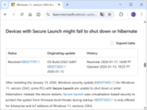 「Windows 11 バージョン 23H2」がシャットダウン・休止できなくなる問題／「セキュア起動」（Secure Launch）が有効な環境で、対策パッチがリリース