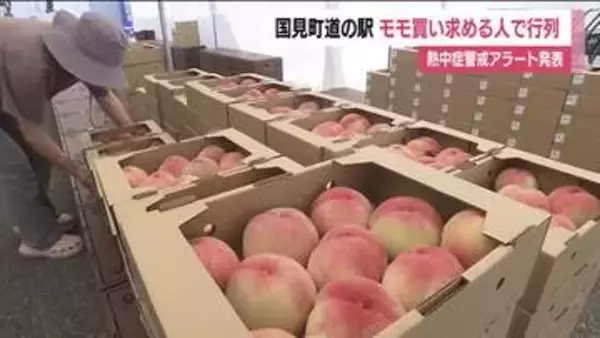 150人超の行列　福島・国見町の道の駅にはモモ「あかつき」を求める人　3連休の最終日でにぎわう