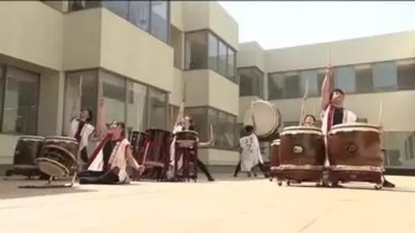 日本一奪還へ！新入生に向け心震わす演奏　帝京安積高校和太鼓部　部員勧誘のゲリラライブ