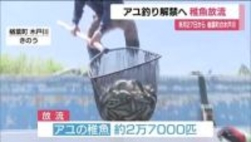 「楽しい川に」福島・楢葉町の木戸川でアユの稚魚を放流　アユ釣りの解禁は6月27日から