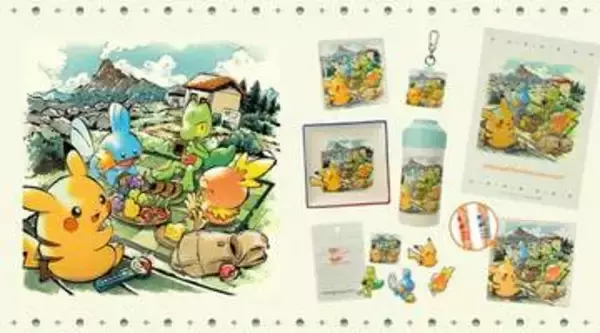 ポケモンセンターオンラインにてテーマ「たべる」のイラストを使用したグッズが本日発売ピカチュウたちがホウエン地方で楽しく過ごす様子が描かれたアートが採用