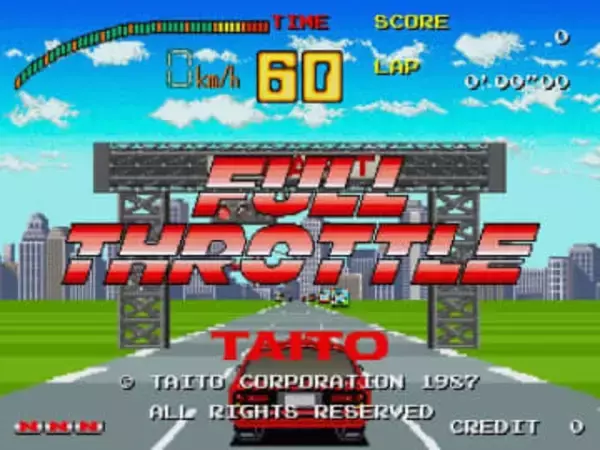 タイトーのレースゲーム「フルスロットル」がアケアカ・アケアカ2で2月5日から配信開始街道レースに参加し障害物などを避けながらゴールを目指す