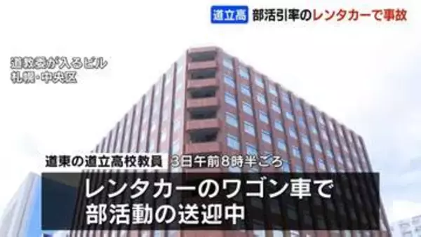 動物を避けようとして脱輪　部活同引率のレンタカーのワゴンが事故　部員8人にけがなし