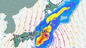 【台風情報と今後の雨】21日昼前に関東甲信に接近し太平洋側を北上か　最大瞬間風速50m/s、関東・東海・伊豆で24時間300ミリ降雨予想【今後の進路と雨風シミュレーション・20日正午】
