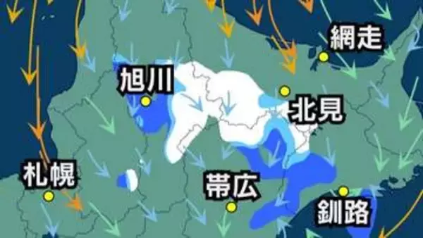 【北海道】あすは3月並みの寒気流入…峠は積雪のおそれ　一方で日曜日には20℃くらいまで気温が上がるところも《気象庁・雨と雪のシミュレーション》