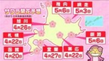 【開花予想】札幌4月22日、旭川26日、函館20日と平年より8日ほど早く…2日夜は根室地方で積雪のおそれ、一方帯広は5日20℃予想《全国と北海道の最新天気》