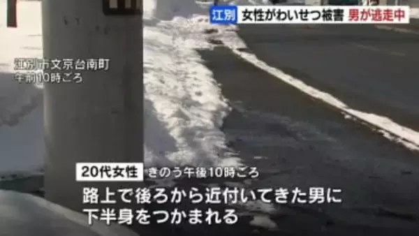 北海道江別市の路上で、20代女性がわいせつ被害…見知らぬ男に下半身つかまれる  男は逃走中　付近で同様の事件相次ぐ
