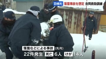 【落雪注意】屋根からの落雪事故を想定した合同救助訓練　北海道では1か月で6人が死亡　屋根の雪下ろしはヘルメットや命綱を