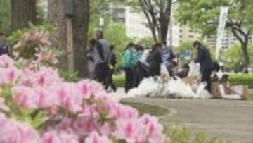 「きれいな広島を見て」　フラワーフェスティバルを前に一斉清掃