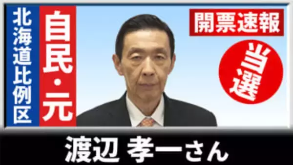 【開票速報】比例北海道ブロック　自民の元職、渡辺孝一さんが比例復活で5回目の当選