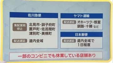 大雪の影響　物流にも各社配送に遅れ　「利用は最新情報の確認を」