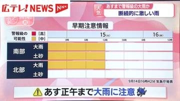 断続的に激しい雨　15日まで警報級の大雨か