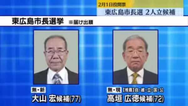 東広島市長選　現職と新人の2人が立候補